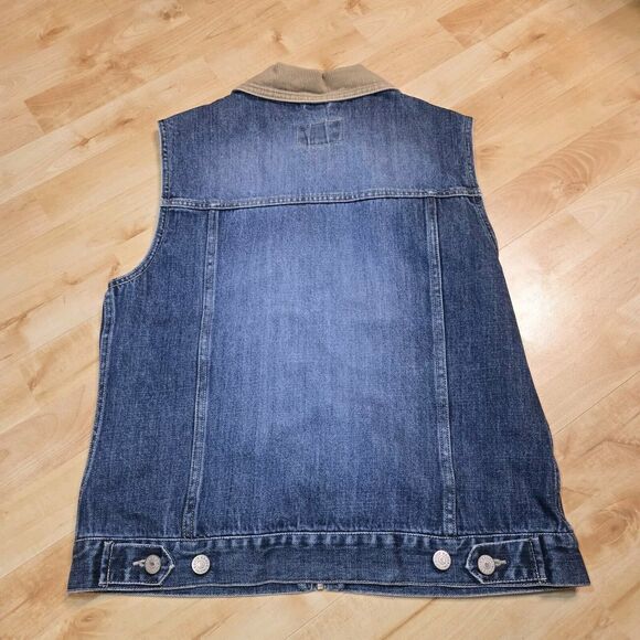 Eddie Bauer‎ Denim Vest Corduroy Collar All Cotton Sz S Womens Country Western - Picture 3 of 6